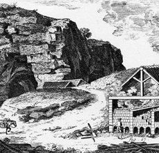 Planche du carrier-plâtrier, encyclopédie de Diderot et d'Alembert, XVIIIe siècle.